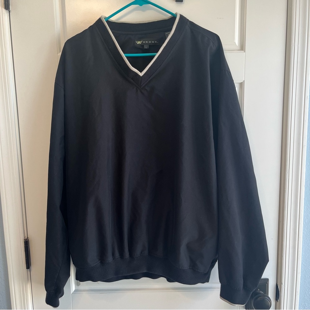 Wedge Golf Black V-Neck Pullover Jacket